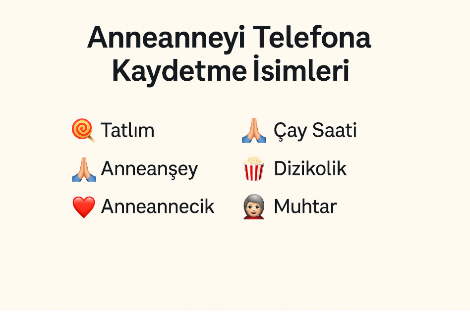 Anneanneyi telefona kaydetme isimleri