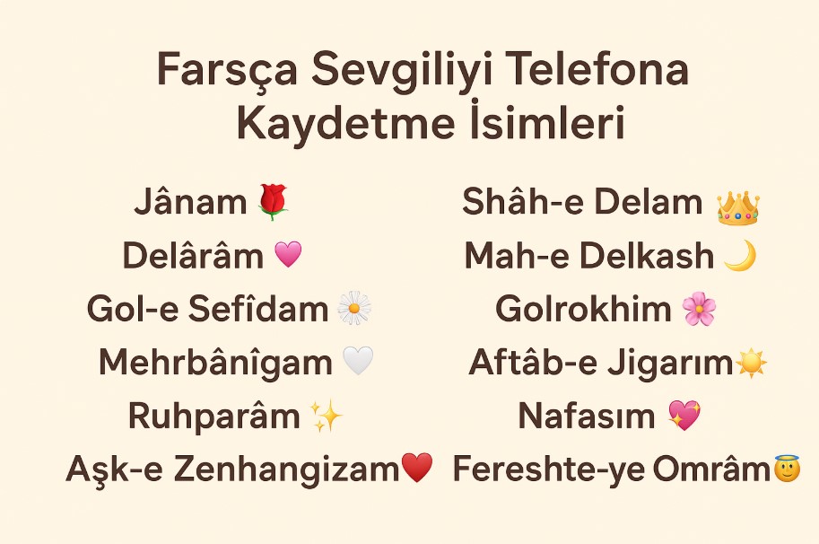 farsça sevgiliye hitap isimleri